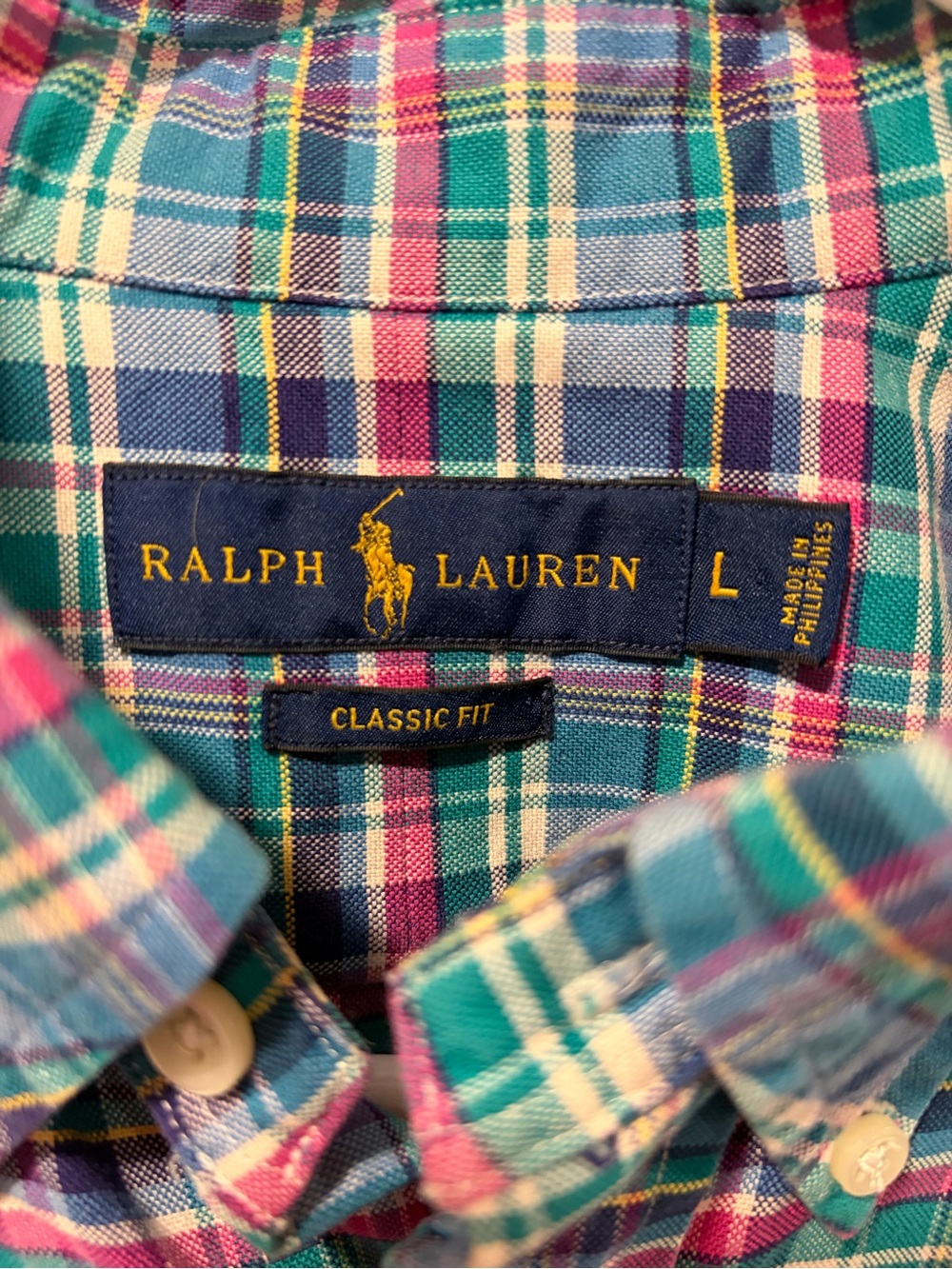 Ralph Lauren Men’s Large Classic Fit Plaid Button Down Shirt Multicolor - Picture 6 of 7